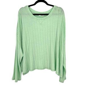 BP. Ribbed Long Sleeve Ribbed Boxy Tee Top Mint Green Size 3X NWOT